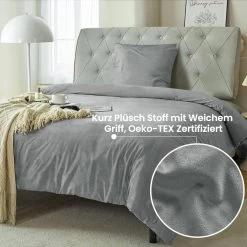 Winter Plüsch Bettwäsche Fleece, Bettbezug Mit Kopfkissenbezug, Grau -Möbel Store Winter Pl sch Bettw sche Fleece Bettbezug mit Kopfkissenbezug W0UTT0166 Grau3 1280x1280