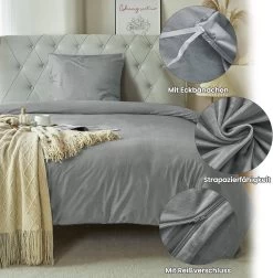 Winter Plüsch Bettwäsche Fleece, Bettbezug Mit Kopfkissenbezug, Grau -Möbel Store Winter Pl sch Bettw sche Fleece Bettbezug mit Kopfkissenbezug W0UTT0166 Grau5 1280x1280