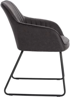 2er-Set Esszimmerstuhl, Mit Armlehne, Aus Kunstleder, Kufen-Gestell Aus Metall -Möbel Store Wohnzimmerstuehl aus Kunstleder Metall Grau5 1280x1280