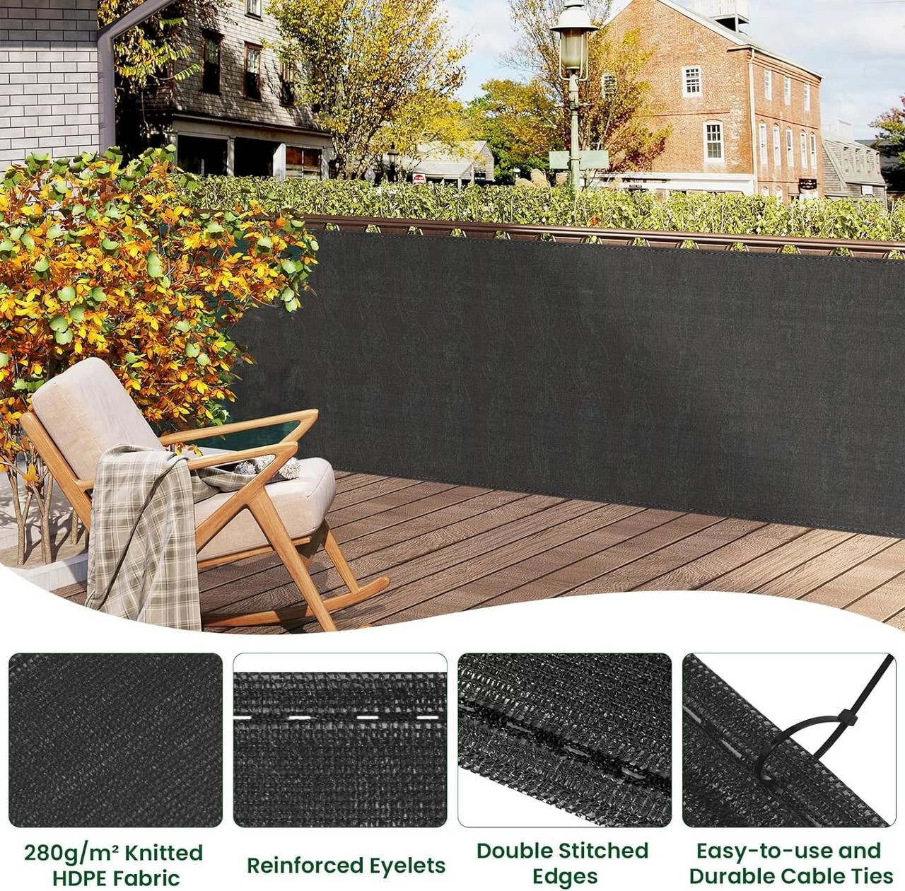 WOLTU Zaunblende Sichtschutz Schattiernetz 280 G/m² HDPE Sichtschutzzaun, Anthrazit 5 WOLTU Zaunblende Sichtschutz Schattiernetz 280 G/m² HDPE Sichtschutzzaun, Anthrazit – Bild 5