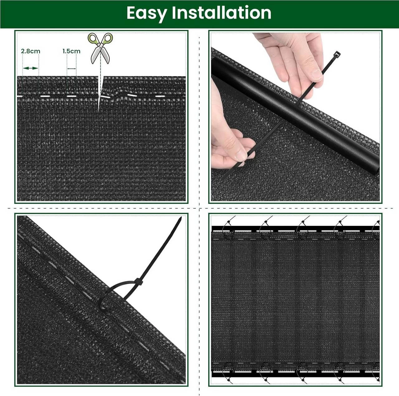 WOLTU Zaunblende Sichtschutz Schattiernetz 280 G/m² HDPE Sichtschutzzaun, Anthrazit 6 WOLTU Zaunblende Sichtschutz Schattiernetz 280 G/m² HDPE Sichtschutzzaun, Anthrazit – Bild 6