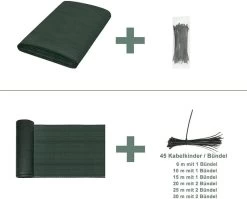 Zaunblende Tennisblende 150 G/m² Schattiernetz Inkl.Befestigungen, Grün -Möbel Store Zaunblende Tennisblende 150 gm Schattiernetz GZZ1180m3 1 Gr n6 1280x1280