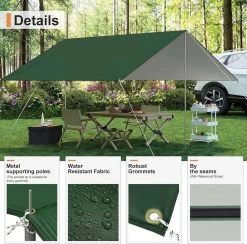 WOLTU Zeltplane Wasserdicht, Tarp Mit Stangen Ösen, Windenseilen Erdnägeln, Grün -Möbel Store Zeltplane Wasserdicht Tarp mit Stangen Oesen Windenseilen Erdnaegeln W0UETT0248 W0UETT0249 Gruen5 1280x1280