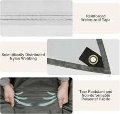 WOLTU Zeltplane Wasserdicht, Sonnenschutz SPF50＋, Mit Ösen Seilen Erdnägeln, Grau -Möbel Store Zeltplane wasserdicht Sonnenschutz SPF50 Oesen Seilen Erdnaegeln W0UETT0244 W0UETT0245 Grau7 1280x1280