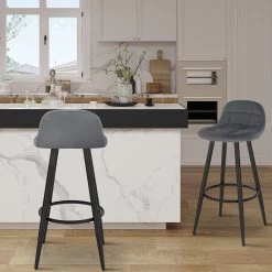 WOLTU Gepolsterter Barhocker, Mit Samtbezug, Rückenlehne Und Fußstütze -Möbel Store gepolsterter Barhocker mit Samtbezug R ckenlehne und Fussst tze Sitzh he 70 cm BH364dgr 1 dunkelgrau5 1280x1280