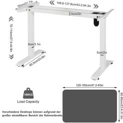Schreibtisch-Gestell Elektrisch Höhenverstellbare Schreibtischständer 13 Schreibtisch-Gestell Elektrisch Höhenverstellbare Schreibtischständer -Möbel Store hoehenverstellbarer Schreibtisch elektrisch mit Motor 4 Memory Steuerungen TS152ws weiss4 1280x1280