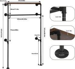 Industrielle Kleiderstange Wand,Garderobe Für Begehbaren Kleiderschrank, ,103x187x35cm 9 Industrielle Kleiderstange Wand,Garderobe Für Begehbaren Kleiderschrank, ,103x187x35cm -Möbel Store industrielle Kleiderstange Wand Garderobe f r begehbaren Kleiderschrank 103x187x35cm SRY41shei Schwarz3 1280x1280